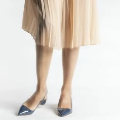 FABIO RUSCONI Naplak Leather Slingback Shoes In Navy