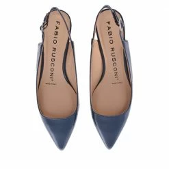 FABIO RUSCONI Naplak Leather Slingback Shoes In Navy