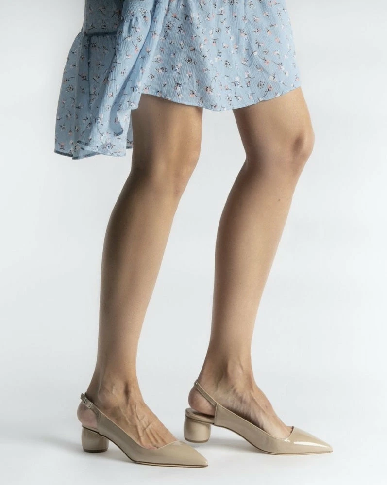 FABIO RUSCONI Naplak Leather Slingback Shoes In Nude 7 FABIO RUSCONI Naplak Leather Slingback Shoes In Nude