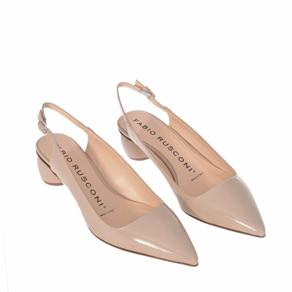 FABIO RUSCONI Naplak Leather Slingback Shoes In Nude 3 FABIO RUSCONI Naplak Leather Slingback Shoes In Nude