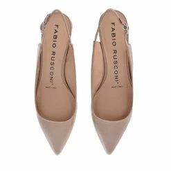 FABIO RUSCONI Naplak Leather Slingback Shoes In Nude 12 FABIO RUSCONI Naplak Leather Slingback Shoes In Nude