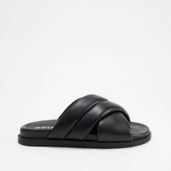 COPENHAGEN STUDIOS Nappa Black Chunky Slides Sandals