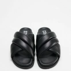 COPENHAGEN STUDIOS Nappa Black Chunky Slides Sandals