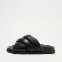 COPENHAGEN STUDIOS Nappa Black Chunky Slides Sandals