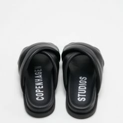 COPENHAGEN STUDIOS Nappa Black Chunky Slides Sandals