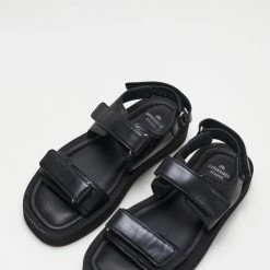 COPENHAGEN STUDIOS SHOES Nappa Black Velcro Straps Chunky Sandals