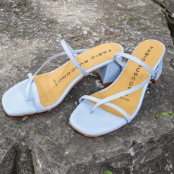 FABIO RUSCONI Nature Sky Blue Leather Sandals SHOES