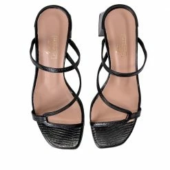 MADE 94 Perla Black Tejus Leather Sandals SHOES