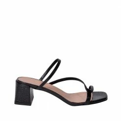 MADE 94 Perla Black Tejus Leather Sandals SHOES