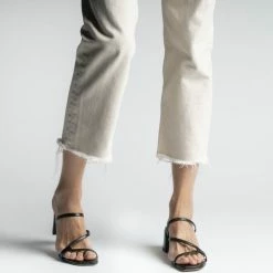 MADE 94 Perla Black Tejus Leather Sandals SHOES