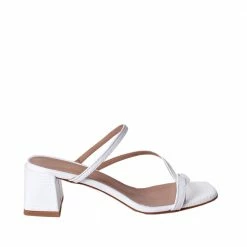 MADE 94 Perla White Tejus Leather Sandals