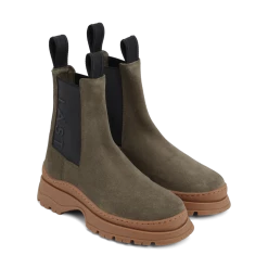 LÄST Powder Chelsea Suede Olive Boots SHOES