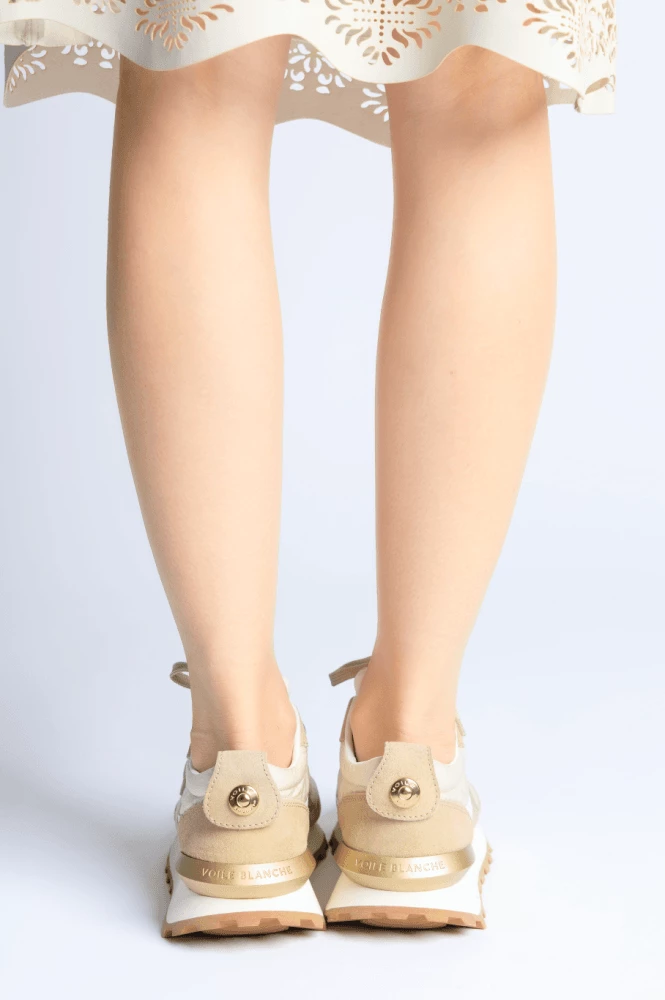 VOILE BLANCHE Qwark Woman Beige Platinum Chunky Sneakers 3 VOILE BLANCHE Qwark Woman Beige Platinum Chunky Sneakers