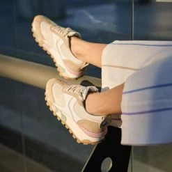 VOILE BLANCHE SHOES Qwark Woman Beige White Chunky Sneakers