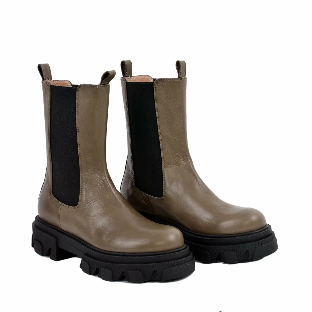 AKAADA Rin Khaki Elastic Combat Boots SHOES 6 AKAADA Rin Khaki Elastic Combat Boots SHOES