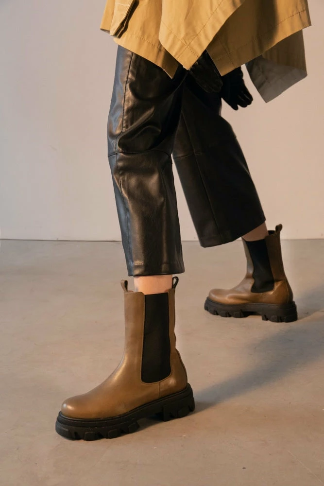 AKAADA Rin Khaki Elastic Combat Boots SHOES 2 AKAADA Rin Khaki Elastic Combat Boots SHOES