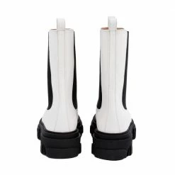 AKAADA SHOES Rin White Elastic Combat Boots