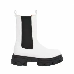 AKAADA SHOES Rin White Elastic Combat Boots
