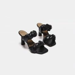 FLATTERED SHOES River Leather Black Heeled Sandals