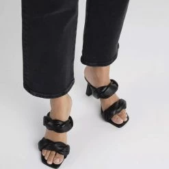 FLATTERED SHOES River Leather Black Heeled Sandals
