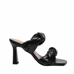 FLATTERED SHOES River Leather Black Heeled Sandals