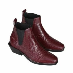 NUDE OF SCANDINAVIA Sally Cocco Baby Bordo Mid Ankle Boots