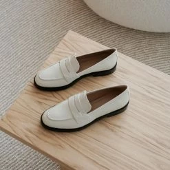 FLATTERED Sara Creme Leather Loafers