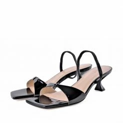 AKAADA Sayuri Black Patent Leather Sandals