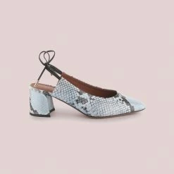 L'AUTRE CHOSE Slingback Shoes In Light Blue Python Print Leather