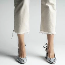 L'AUTRE CHOSE Slingback Shoes In Light Blue Python Print Leather