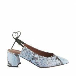 L'AUTRE CHOSE Slingback Shoes In Light Blue Python Print Leather