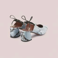 L'AUTRE CHOSE Slingback Shoes In Light Blue Python Print Leather