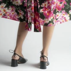 L'AUTRE CHOSE Slingback Shoes In Lux Black Nappa