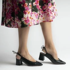 L'AUTRE CHOSE Slingback Shoes In Lux Black Nappa