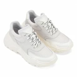 LÄST Sprint Mesh White - Light Grey Chunky Sneakers SHOES