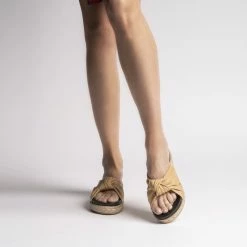 FABIO RUSCONI Sveva Beige Espadrille Slide Sandals