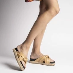 FABIO RUSCONI Sveva Beige Espadrille Slide Sandals