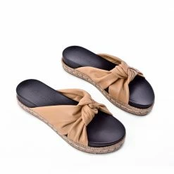 FABIO RUSCONI Sveva Beige Espadrille Slide Sandals