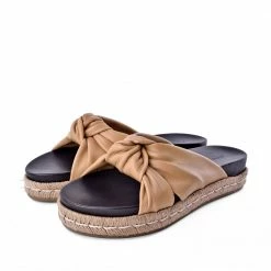FABIO RUSCONI Sveva Beige Espadrille Slide Sandals