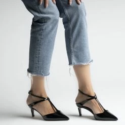 L'AUTRE CHOSE T-Bar Court Shoes In Black Patent Leather