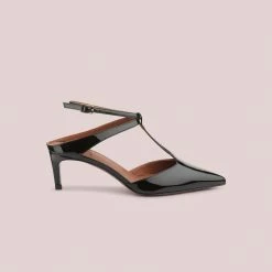 L'AUTRE CHOSE T-Bar Court Shoes In Black Patent Leather