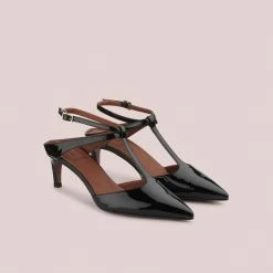 L'AUTRE CHOSE T-Bar Court Shoes In Black Patent Leather