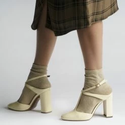 L'AUTRE CHOSE T-Bar Court Shoes In Milk White Patent Leather