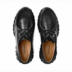 AKAADA FLATS & LOAFERS Taka Black Lace-up Chunky Loafers