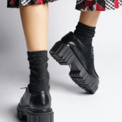 AKAADA FLATS & LOAFERS Taka Black Lace-up Chunky Loafers