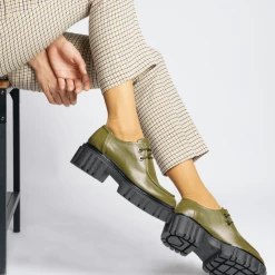AKAADA Taka Olive Lace-up Chunky Loafers FLATS & LOAFERS