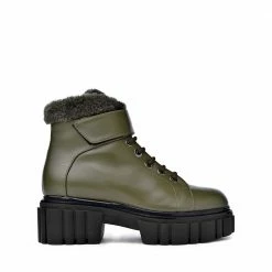 AKAADA Takara Olive Winter Ankle Boots