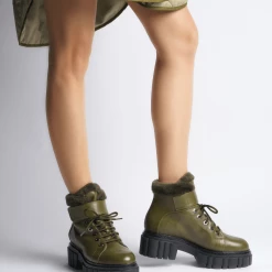 AKAADA Takara Olive Winter Ankle Boots