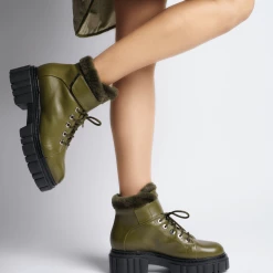 AKAADA Takara Olive Winter Ankle Boots