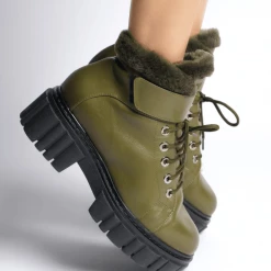 AKAADA Takara Olive Winter Ankle Boots